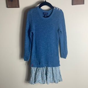 Polo Ralph Lauren Girls Blue Drop Waist Long Sleeve Sweater Dress